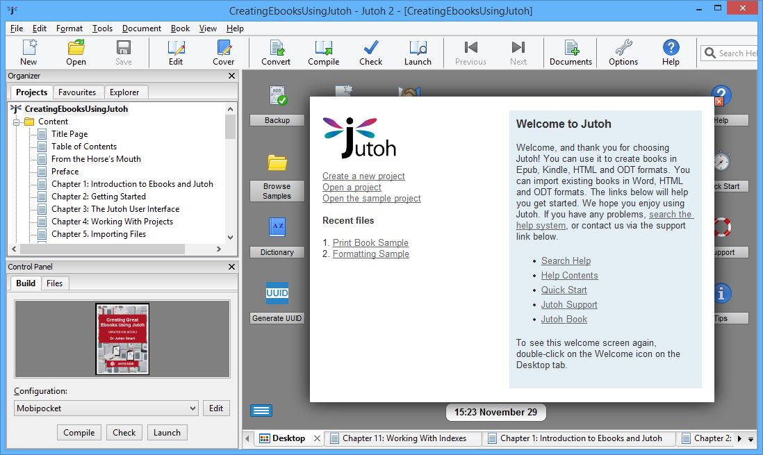 Chapter 3: The Jutoh User Interface